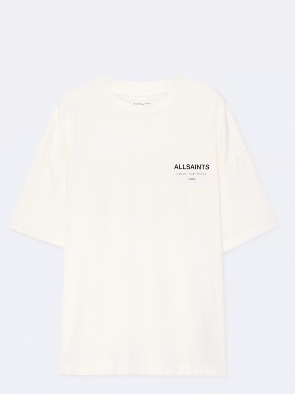 AllSaints White Short Sleeve Crew Tee with Chest Logo Print